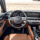 View of the 2023 Kia Telluride SX X-Pro's dashboard and steering wheel from the driver's vantage point.